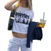 T-shirts pour femmes T-shirts graphiques mignons Y2k Crop Tops pour femmes adolescentes à manches courtes moulante bébé t-shirt haut esthétique