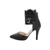 Модельные туфли Sandalias Mujer, коллекция 2024 года, элегантные женские сандалии, весенне-летние осенние туфли-лодочки на высоком каблуке с острым носком, размер 20-3