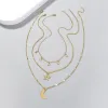 Kedjor 3 lager guldton halvmåne månstjärna charms hänge choker krage halsband för kvinnor släpp leverans smycken hängen otyrc