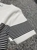 2025 Fashion Summer Women's Sweaters Stripe Knit Pullover Sweater Women Round Neck Short Sleeve Casual Ladies Knitted Tops