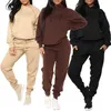 Womens Custom Organic Cotton Crop Top Jogger Pants Sweatshirt 2 Piece Jogging Track Suit Hoodie Set Tracksuit for Women