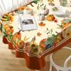 Table Cloth Fall Thanksgiving Pumpkin Rectangle Holiday Party Decor Polyester Waterproof Tablecloth For Kitchen