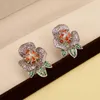 Dangle Earrings GGジュエリーファッションCubicZirconiaCZ Pave Flower Stud for Lady Gift