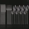 Dinnerware Sets Black Western Set Stainless Steel 16Pcs Tableware Cutlery Fork Knife Spoon Flatware Silverware Service For 4