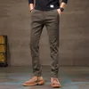 Stretch Casual Pants Men Slim Fit klasyczne proste spodnie Solid Black for Button Fly Denim Tekstrukowany 240319