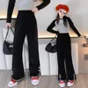 Pantalon automne printemps adolescente Style coréen coupe botte pantalon pour enfants 4-16 ans jeune fille Flare noir enfants cloche bas