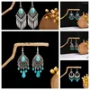 Dangle Earrings Tassel Turquoise Blue Bohemia Ethnic Style Earring Fashion Jewelry Ear Hook Drop Women