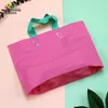 Storage Bags 50pcs Clothing Handbag Solid Plastic Frosted Shopping Bag Double Sided Printing Peach Heart Checkered With Bottom Packaging