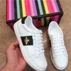 Designer Casual Chaussures Bee Ace Baskets Low Hommes Femmes Chaussures Haute Qualité Tigre Brodé Noir Blanc Vert Stripes Sneaker Sneaker