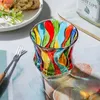 Vinglasglas Glas vatten kopp italiensk handmålad kristallglas ljus lyxfärg vävd europeisk stil ny emalj whisky glas dryckware l240323