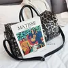 Bolsa feminina de couro bolsa de viagem leopardo mulher mão beleza senhora sacos ombro grande capacidade crossbody