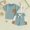 Zestawy odzieżowe Summer Infant Baby Boys Suit Przyczynowy krótki rękaw T-shirt kolory kolory elastyczne szorty