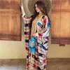 Ethnic Clothing Eid Mubarak Fashion Muslim 2 Pieces Abaya Set For Women Dubai Hijab Dress And Print Kimono Arabic Turkish Islamic Malay