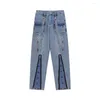 Jeans da donna Y2K Vita alta Utensili Cerniera Donna Plus Size American Street Star Stampa Cuciture Pantaloni larghi slim larghi Tide