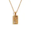 Enamel Tarot Card Necklace Tarnish Free Jewelry Gold Plated Pendant Necklace Stainless Steel Jewelry
