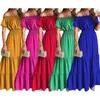 Vestidos casuais maxi vestido costura fina artesanato praia a linha slash neck roupas de férias