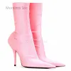 Boots Sexy Pointy Stiletto Socks Boots Women's Stretch Fabric Elastic Ankle Boots Mutilcolors High Heels Catwalk Show Shoes Lady