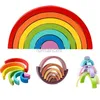 Sorteren Nestelen Stapelen speelgoed 1 set houten regenboogbouwstenen spel geometrische creativiteit Montessori educatief speelgoedgeschenken 24323