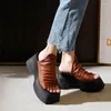 Slippers Krasovki 10cm Ethnic Genuine Leather Summer Round Sandals Ladies Women Platform Wedge Shoes Spring Luxury Hook Slipper Mary Jane