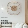 Zegary ścienne kwadratowy zegar nordycki salon dekoracja sypialni kreatywna przezroczysta drewniana moda ramy