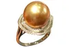 Anéis de cluster ENORME 12-13mm Rodada Natural South China Sea Gold Pearl Ring