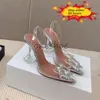 Amina Muaddi Begum Crystal-Crystal Crystal Bugains Pvc Pumps Sandals Women Luksus Projektanci Dress Suty