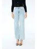 Damenjeans 2024 Frühling Oblique Tailor Design Hellblaue Denimhose Damen High-Waisted Classic Wide Leg Straight