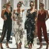 Kobiety swobodny w kwiecistym pasku bez rękawów V Szybus Romper Bodysuit żeńskie kobiety mody streetwear kobiet letnie ubrania 240322
