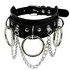 Vintage Punk Goth Choker Studded Rivet Pu Leather Collar Necklace Punk O Ring Chain Neck Cuff Halsband med spikar Justerbar VCK106