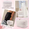 Sac de maquillage de voyage en cuir PU Fermeture à glissière Organisateur de pinceau de maquillage portable Imperméable Fluffy pour articles de toilette Accessoires Brosses 15YT #