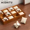 Smyckeslådor Mishitu Solid Wood smycken Box For S New Dark Grey Display Tray Bangle Storage Box S Premium Jewelry Storage L240323