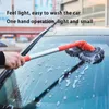 Rotating ThreeSection Telescopic Auto Accessories Car Wash Mop Supplies Double Brush Head Roof Window Cleaning Maintenance 240308