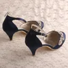 Abendschuhe Wedopus Ihre eigene Marke online Navy Satin Kitten Heel Party