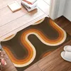 Badmatten Retro Wave Mat Bruin Fluweel Zacht Toilet Keuken Douchedeur Antislip Voet Design Badkamer Tapijt