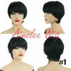 Perruques pour femmes Wigs ombre Mélange naturel en couches moelleux à 70% Human Hair Synthetic Hair Wig with Bangs Party Work Wigs