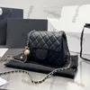 أكياس CC الفاخرة العلامة التجارية الكتف الكتف الكلاسيكية Mini Flap Square Bag Pearl Crush Ball Metal Matelasse Chain Crossbody Black W Mexim