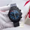 Multifunktionellt omtryck OMG Speed ​​Master tittar på en handled M lyxig G -modedesigner OMG11 Men's Steel Famous Belt Watch Läderband MO 97
