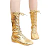 Schuhe 2022 Tanzstiefel für Damen Leder aus Leder Gold Silber Farben Mädchen Ballett Tanzschuhe Jazz Schuhe Damen Jackboots Performance Schuhe