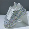 Casual schoenen maogu nieuw mode platform schoenplatforms sneakers bling rhinestone luxe sneaker 2023 herfst leer lederen dames sportschoenen t240323