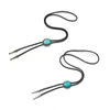 Bow Ties 652F Elliptic Turquoises Buckle Bolo Tie For Male Women Bridegroom Wedding Necklace Western Cowboy Necktie Shirt