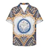 Camisas casuais masculinas French Nicaea Pohnpei Logotipo impresso camisa de manga curta com decote em V verão novidade