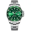 Green Water Ghost Watch Mens Automatisk mekanisk klocka Lysande kalendervattentät skaka