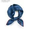 Handkerchiefs Blue White pure silk twill scarf headscarf handkerchief la scarves foulard small hijab wr neck scarf women spring autumn L240322