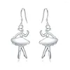 Dangle Earrings Pure 925 Sterling Silver Dancing Girl Drop for Women Fine Party Brands Jewelry Student Christma
