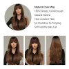 Perruques Henry Margu Long Wavy Ombre Black Brown Brunes Synthétiques Wigs With Bangs Natural Hair Wig For Women Daily Cosplay Party Resistant