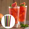 Disposable Cups Straws 25pc Reusable Extended With Ring Pure Color Hard Umbrella For Drinks Kids