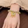 Bracelets de charme faits à la main Ping An Lock, accessoires de bijoux en pierre, perles vertes, mots FU
