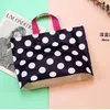 Storage Bags 50pcs Clothing Handbag Solid Plastic Frosted Shopping Bag Double Sided Printing Peach Heart Checkered With Bottom Packaging