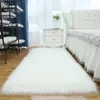 Tapis imitation laine peluche tapis tapis usage domestique couleur pure salon table basse chambre baie fenêtre couverture blanc