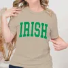 T-shirt femme Y2k Mode Simple Style Chemise Grande Lettre Verte Chemise Irlandaise Couleurs Confort St Patricks Day T-shirt Été Cool Lucky T-shirt 240323